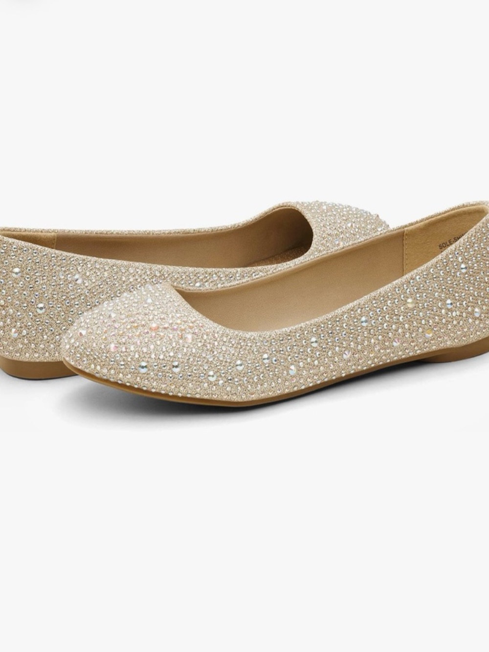 DREAM PAIRS Women's Sole-Shine Rhinestone Ballet Flats Shoes in Champagne -US10